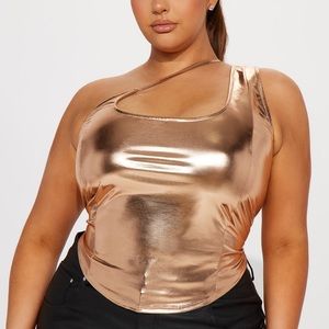 Rose gold One shoulder Top